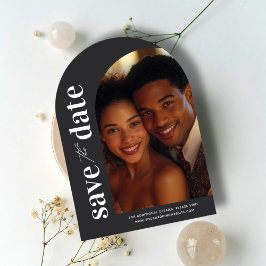 Modernes, minimalistisches Arch-Foto Speichern Sie Einladung