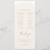 Modernes Minimalistisches Arch-Hochzeitsprogramm Programm (Rückseite)