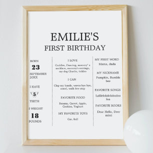 Modernes Minimalistisches Baby 1. Geburtstag Miles Poster