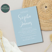 Modernes Minimalistisches Baby Blue Wedding Einladung