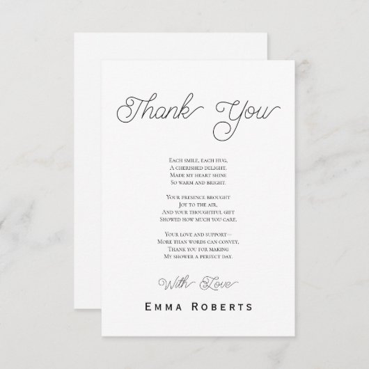 Modernes Minimalistisches Baby Dankeschön Card Dankeskarte (Vorne/Hinten)