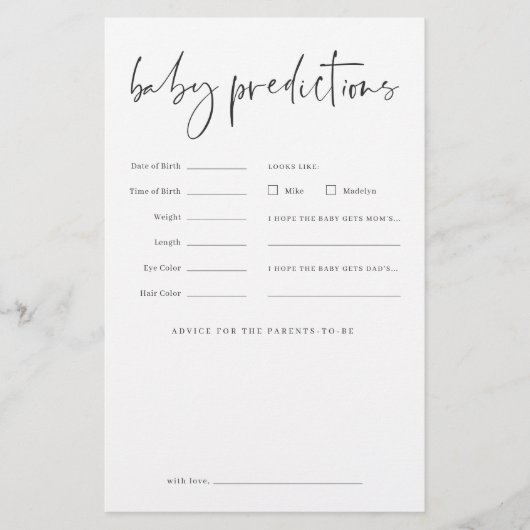 Modernes Minimalistisches Baby Duwer Predictions G Flyer (Vorne)