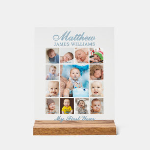 Modernes Minimalistisches Baby-Foto 1 Jahr Meilens Acrylschild