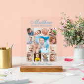 Modernes Minimalistisches Baby-Foto 1 Jahr Meilens Acrylschild (Hochzeit)