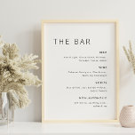 Modernes Minimalistisches Bar Poster<br><div class="desc">Benutzerdefiniertes Bar-Menüzeichen mit modernem minimalistischem Schwarz-Weiß-Design.</div>