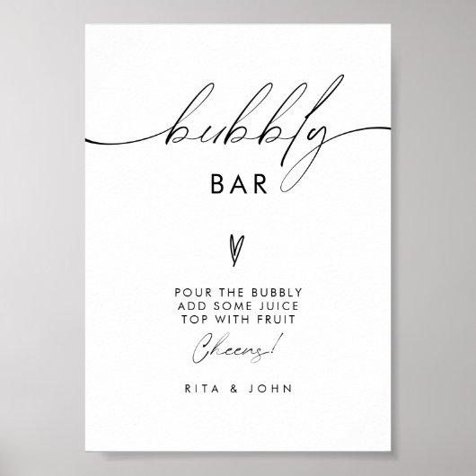 Modernes Minimalistisches Bar Wedding-Zeichen Poster (Vorne)