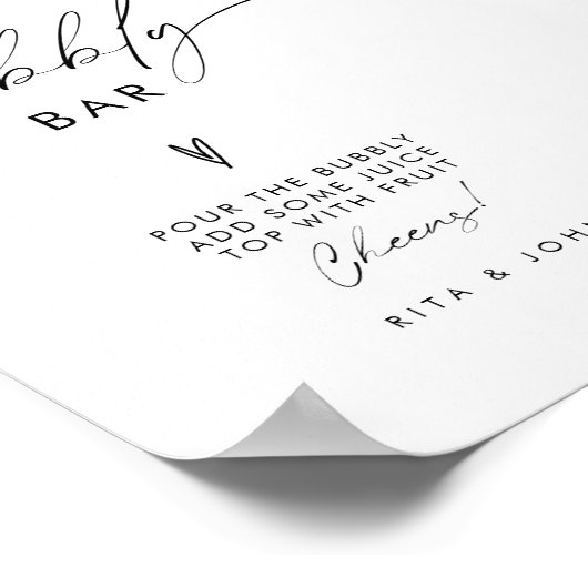 Modernes Minimalistisches Bar Wedding-Zeichen Poster (Ecke)