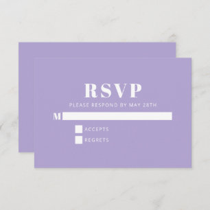 Modernes Minimalistisches Bat Mitzvah Lavender Lil RSVP Karte
