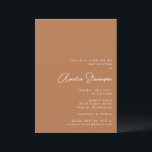 Modernes Minimalistisches Bat Mitzvah Script Terra Einladung<br><div class="desc">Modernes Minimalistisches Bat Mitzvah Einladung in Boho Terracotta Brown</div>