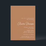 Modernes Minimalistisches Bat Mitzvah Script Terra Einladung<br><div class="desc">Modernes Minimalistisches Bat Mitzvah Einladung in Boho Terracotta Brown</div>