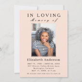 Modernes Minimalistisches Begräbnis Foto Einfache  Einladung (Vorderseite)