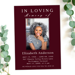 Modernes Minimalistisches Begräbnis Foto Einfache Einladung