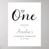 Modernes Minimalistisches Begrüßungszeichen 1. Geb Poster (Vorne)