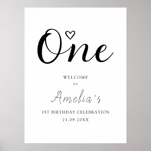 Modernes Minimalistisches Begrüßungszeichen 1. Geb Poster (Vorne)