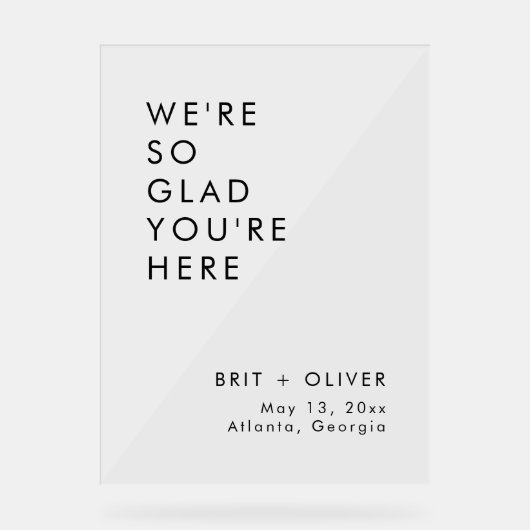 Modernes Minimalistisches Begrüßungszeichen Acrylschild (Vorderseite)