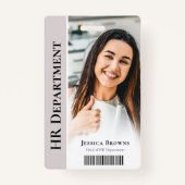 Modernes Minimalistisches Beige Business Mitarbeit Ausweis (Vorderseite)