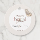 Modernes Minimalistisches Beige-Schmetterling-Brau Geschenkanhänger (Vorderseite)