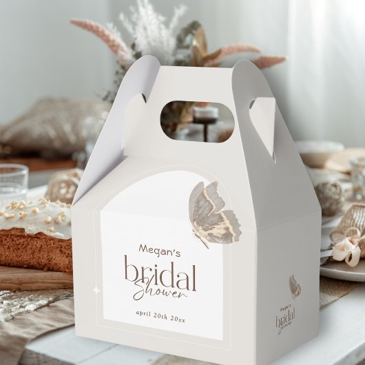 Modernes Minimalistisches Beige-Schmetterling-Brau Geschenkschachtel