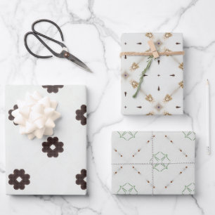 Modernes Minimalistisches Beige- und Braun-Vintage Geschenkpapier Set