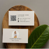 Modernes, minimalistisches, beigefarbenes Foto Visitenkarte