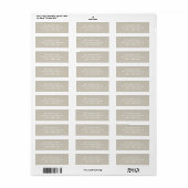 Modernes minimalistisches beiges Rücksendeetikett (Vorne)