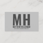 Modernes Minimalistisches Beruflich-Grau-Monogramm Visitenkarte (Vorderseite)