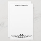 Modernes Minimalistisches Berufliches Blume-Muster Briefpapier (Vorne/Hinten)