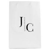 Modernes Minimalistisches Berufliches Monogramm Mittlere Geschenktüte (Vorderseite)