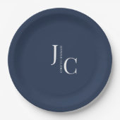 Modernes Minimalistisches Berufliches Monogramm Na Pappteller (Vorderseite)