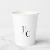 Modernes Minimalistisches Berufliches Monogramm Pappbecher (Rückseite)