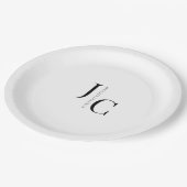 Modernes Minimalistisches Berufliches Monogramm Pappteller (Schrägansicht)
