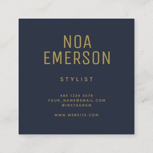 Modernes Minimalistisches Berufliches Navy Blue Go Quadratische Visitenkarte (Rückseite)