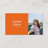 Modernes Minimalistisches Berufliches Orange-Foto Visitenkarte (Vorderseite)