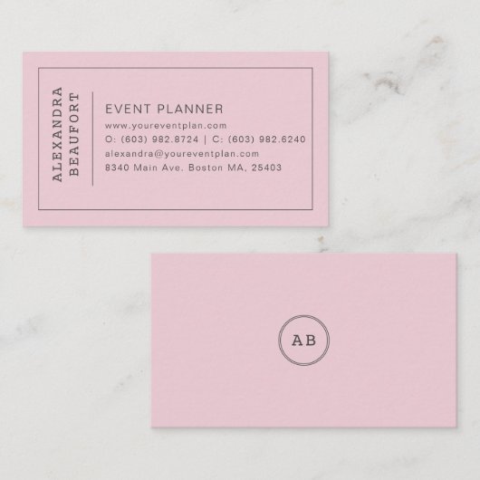 Modernes Minimalistisches Berufliches Rosa Visitenkarte (Vorne/Hinten)