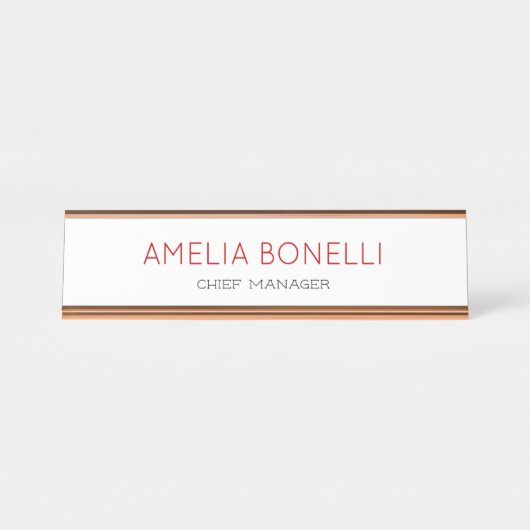 Modernes Minimalistisches Berufliches Schlichtes R Schreibtischnamensplakette (Vorderseite )