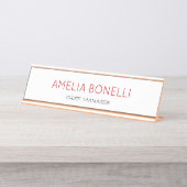 Modernes Minimalistisches Berufliches Schlichtes R Schreibtischnamensplakette (Vorderseite )