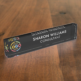 Modernes Minimalistisches Berufliches Schwarzes Bü Namensplakette