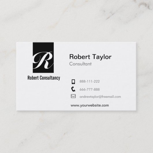 Modernes Minimalistisches berufliches Schwarzweiss Visitenkarte (Vorderseite)