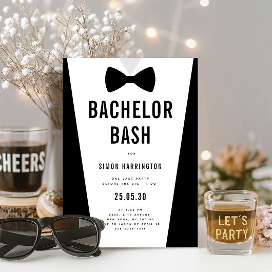Modernes Minimalistisches Big Bold Bachelor Bash P Einladung