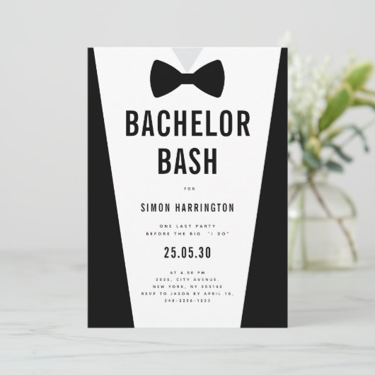 Modernes Minimalistisches Big Bold Bachelor Bash P Einladung