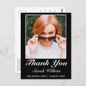 Modernes Minimalistisches Black Abschluss Foto Dan Postkarte (Vorne/Hinten)