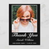 Modernes Minimalistisches Black Abschluss Foto Dan Postkarte (Vorderseite)