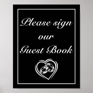 Modernes Minimalistisches Black Gast Book Wedding Poster