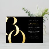 Modernes Minimalistisches Black Gold 30. Geburtsta Folieneinladung (Stehend vorne)