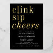 Modernes Minimalistisches Black Gold 40. Geburtsta Folieneinladung (Vorderseite)