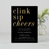 Modernes Minimalistisches Black Gold 40. Geburtsta Folieneinladung (Stehend vorne)