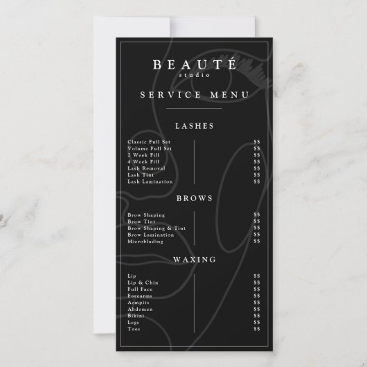 Modernes Minimalistisches Black Lash & Brow Servic (Vorderseite)