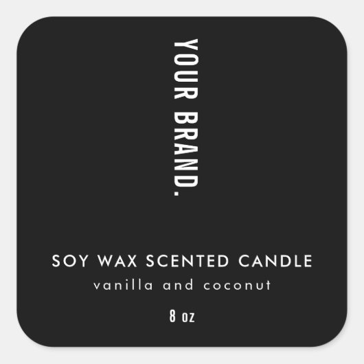 Modernes Minimalistisches Black Packaging Candle J Quadratischer Aufkleber (Vorderseite)