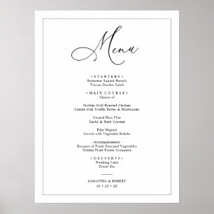 Modernes, minimalistisches Black & White Menu-Zeic Poster