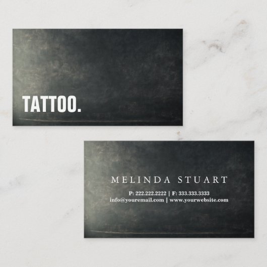 Modernes Minimalistisches Blackboard Tattoo Berufl Visitenkarte (Vorne/Hinten)